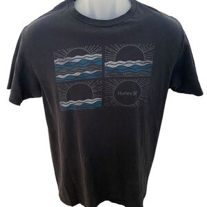HURLEY “Sunrise Sunset” Surf Navy Blue Tee Shirt Men M Medium